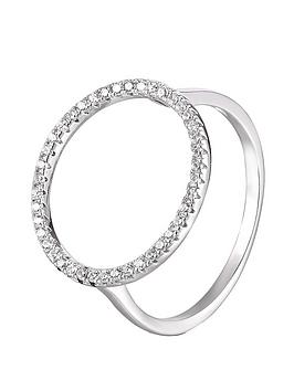 the love silver collection sterling silver open circle cubic zirconia ring