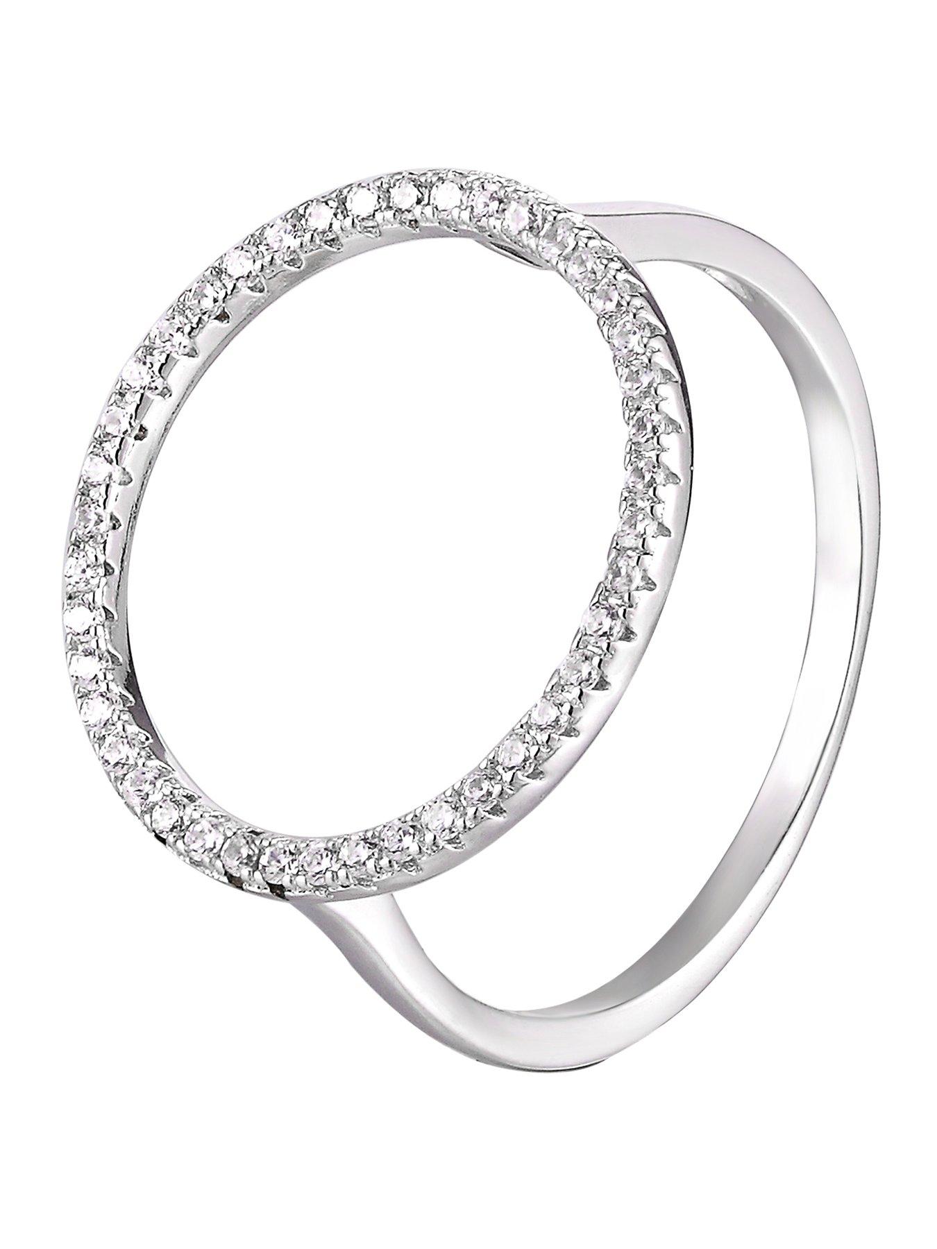 The Love Collection Sterling Silver Open Circle Cubic Zirconia Ring