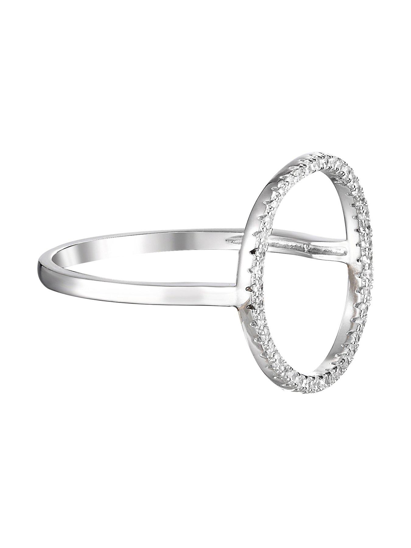  Sterling Silver Open Circle Cubic Zirconia Ring