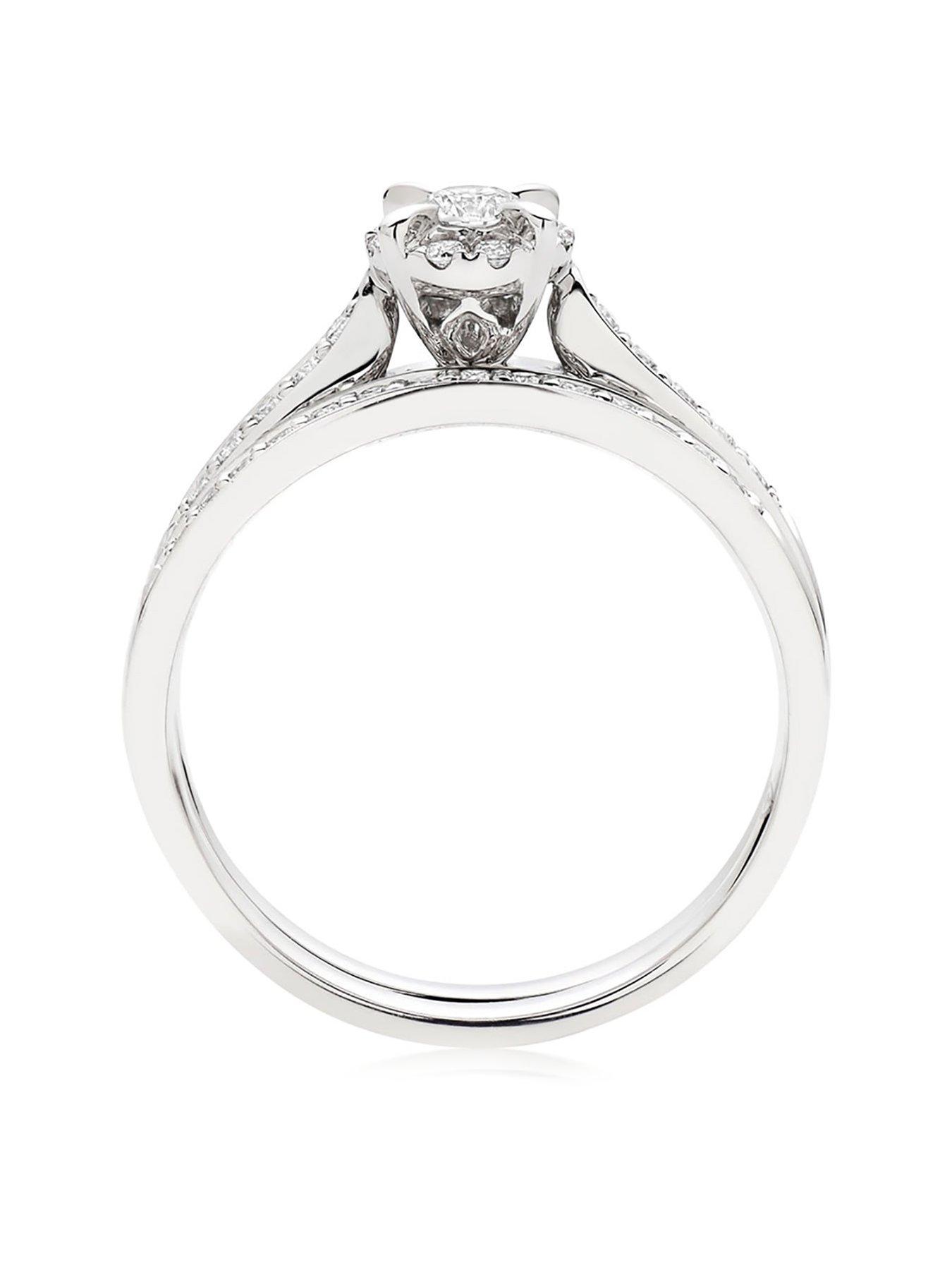 Image 4 of 7 of Beaverbrooks 18ct White Gold Diamond Halo Ring Bridal Set