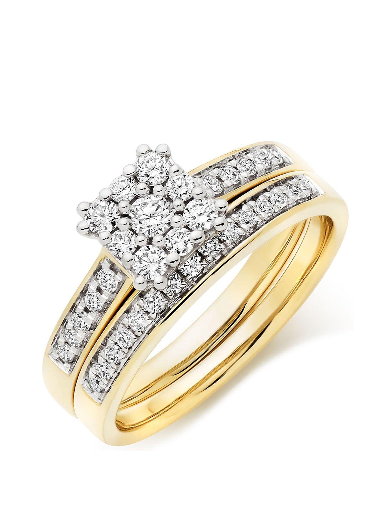 Beaverbrooks 18ct Gold Diamond Cluster Ring Bridal Set