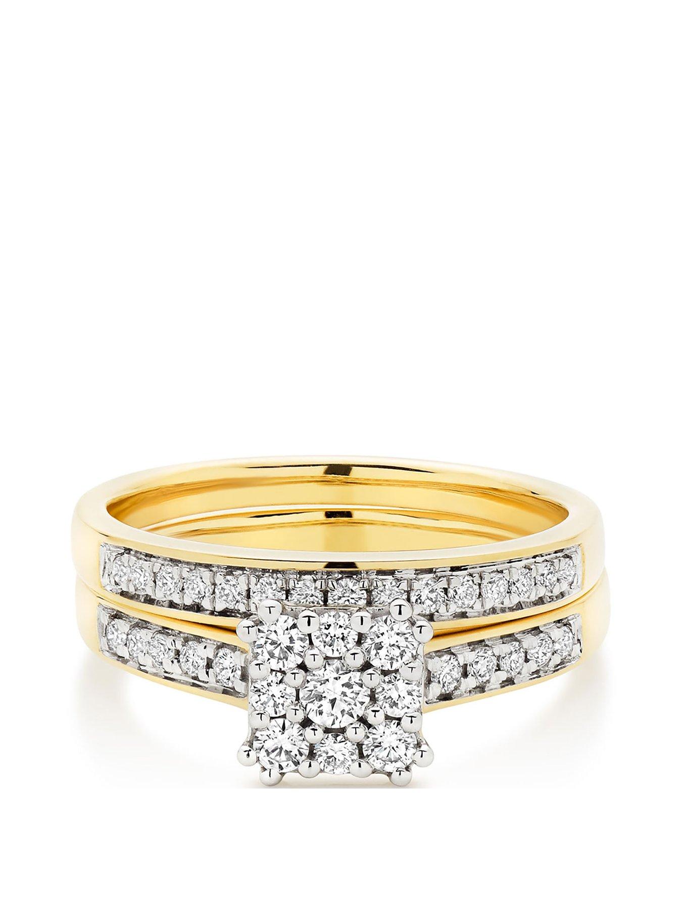 Image 2 of 5 of Beaverbrooks 18ct Gold Diamond Cluster Ring Bridal Set