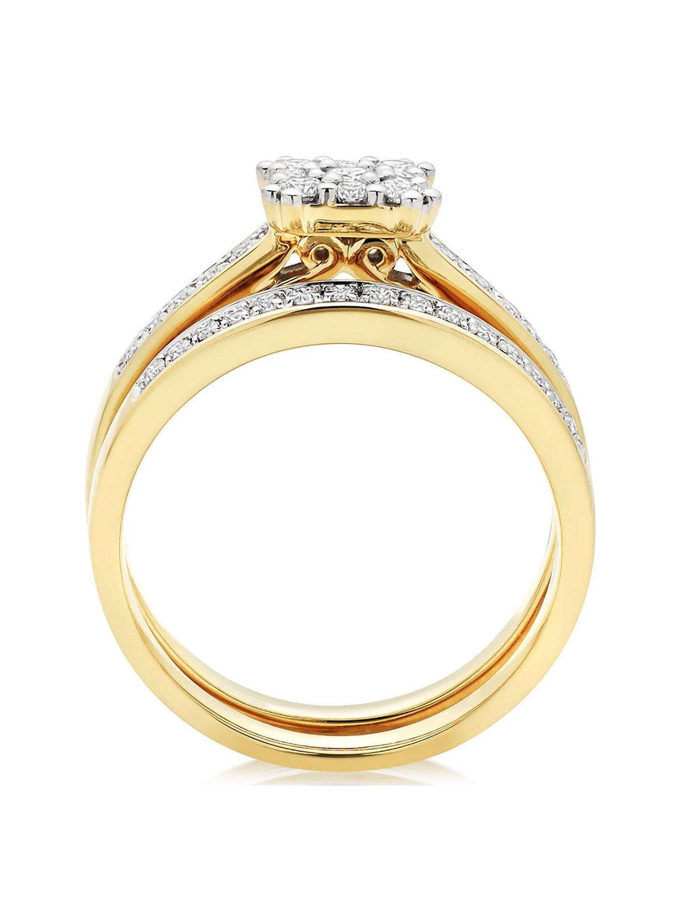Image 3 of 5 of Beaverbrooks 18ct Gold Diamond Cluster Ring Bridal Set