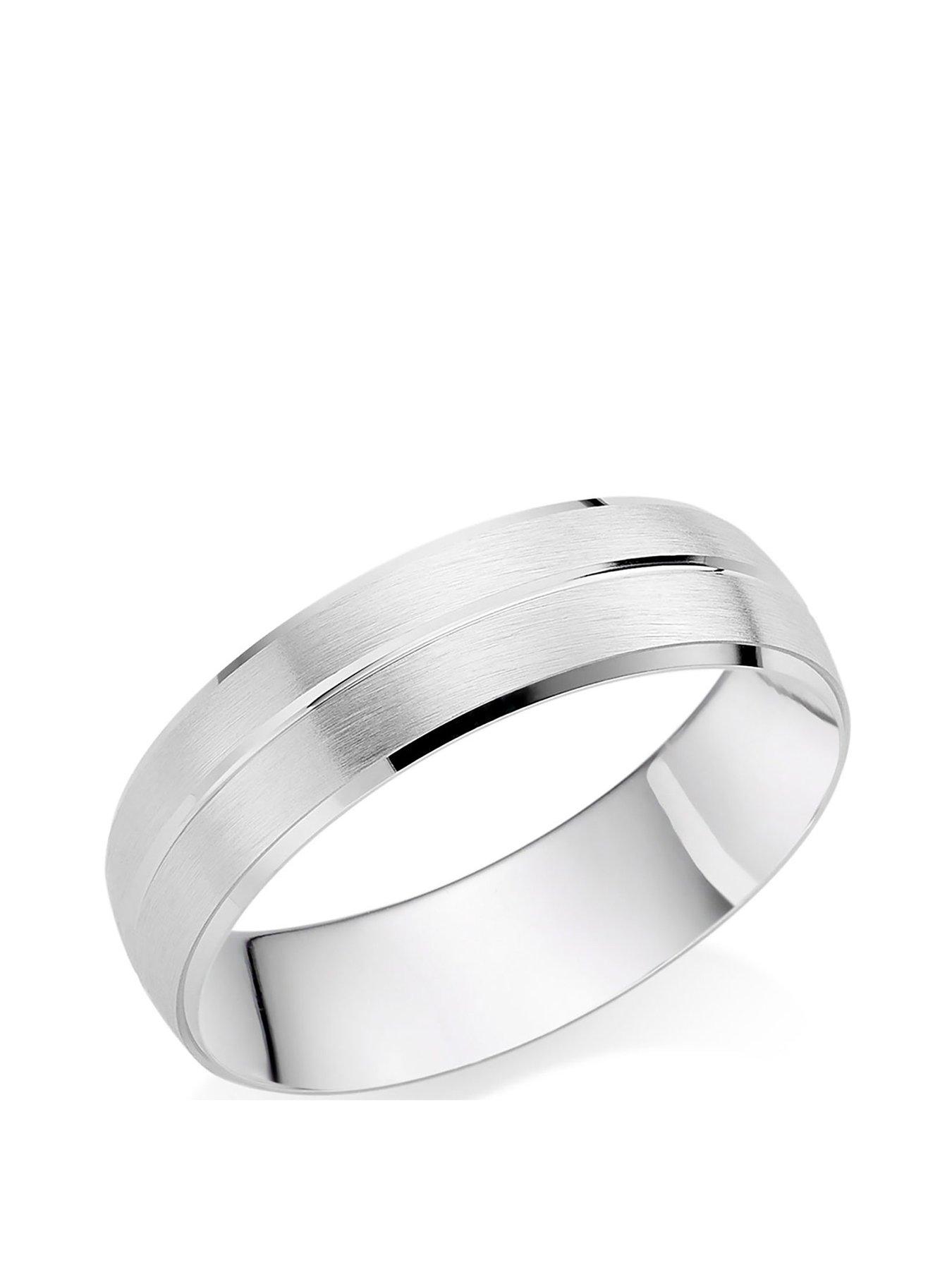 undefined 9ct White Gold Men's Wedding Ring