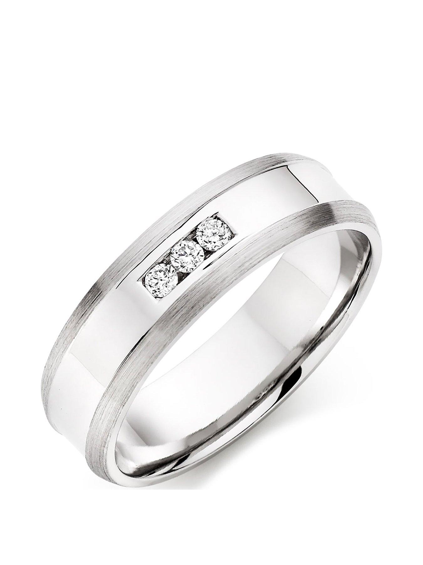 Men 9ct White Gold Diamond Men's Wedding Ring