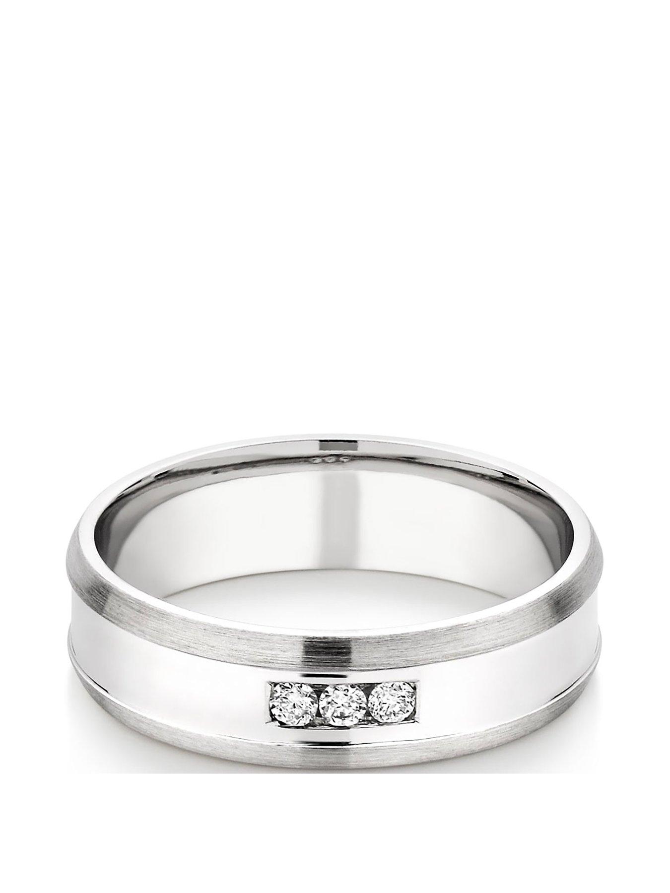 Mens white gold deals diamond wedding band