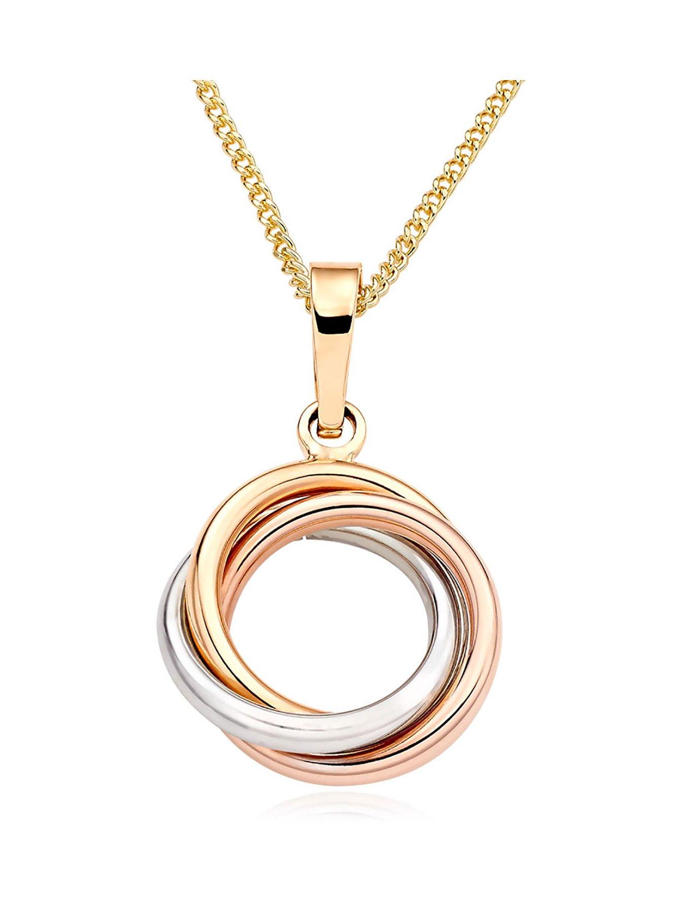 undefined 9ct Three Colour Gold Circle Pendant