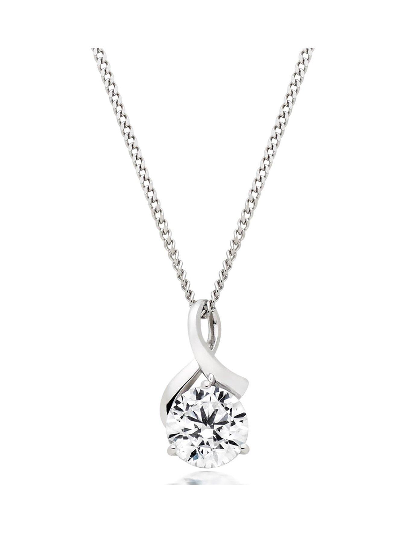 Beaverbrooks 9ct White Gold Cubic Zirconia Pendant