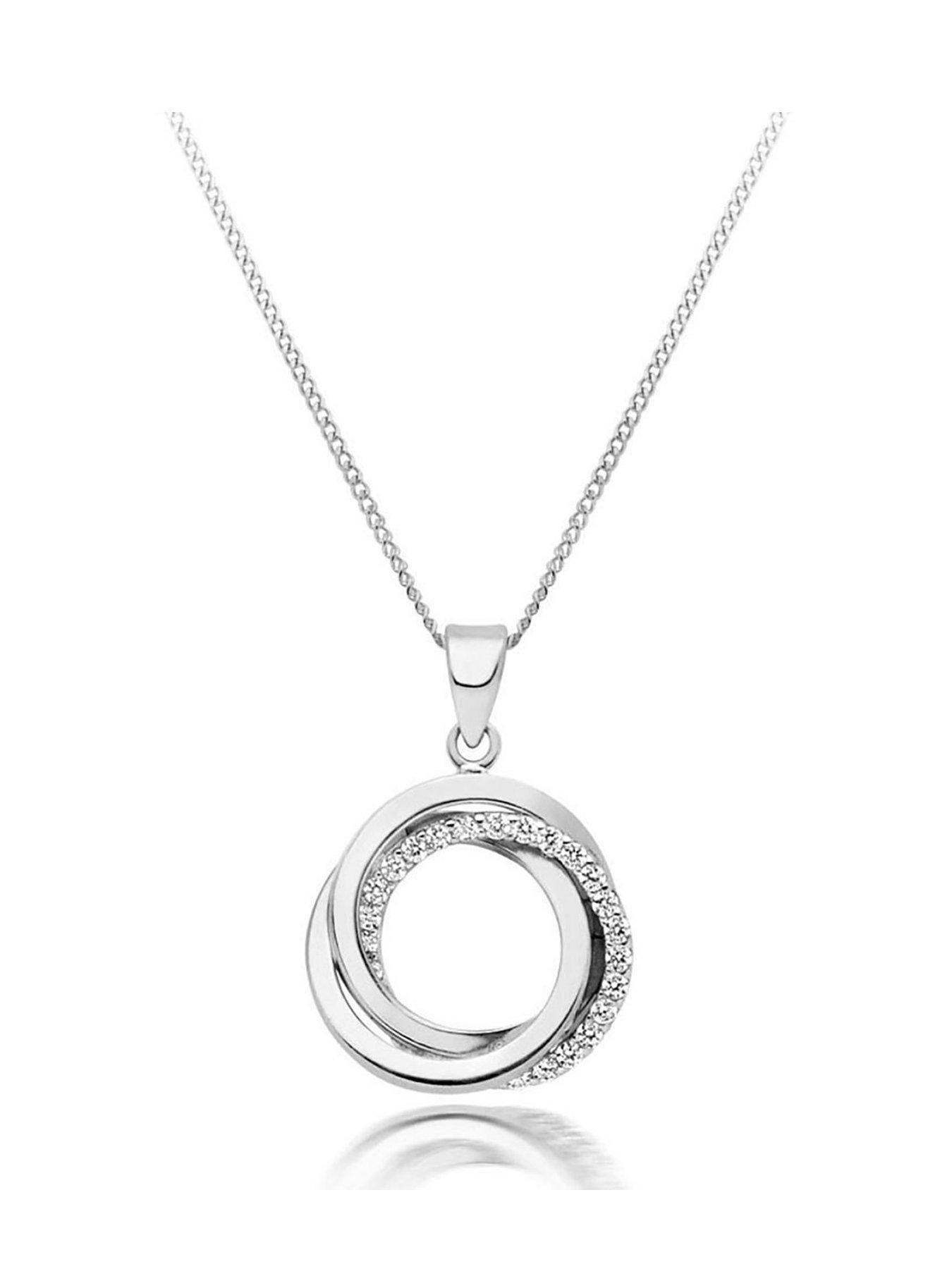 Jewellery & watches 9ct White Gold Cubic Zirconia Circle Pendant