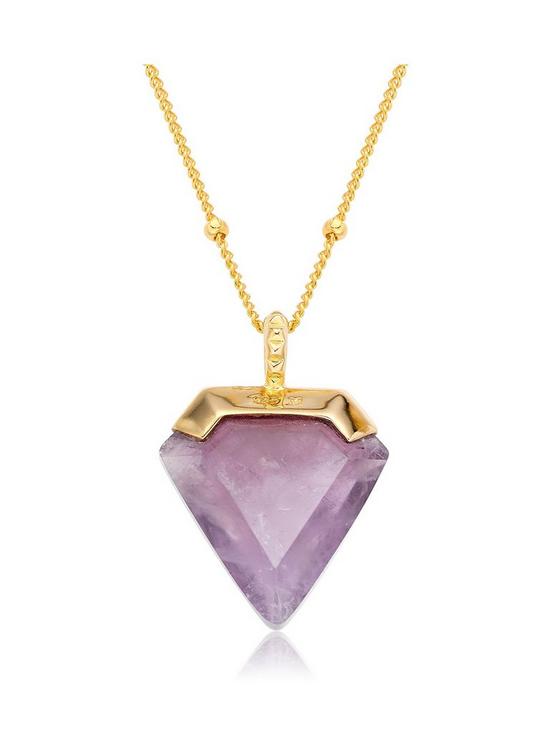 front image of beaverbrooks-18ct-gold-plated-silver-amethyst-pendant