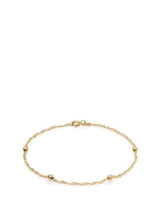 front image of beaverbrooks-9ct-gold-bead-bracelet