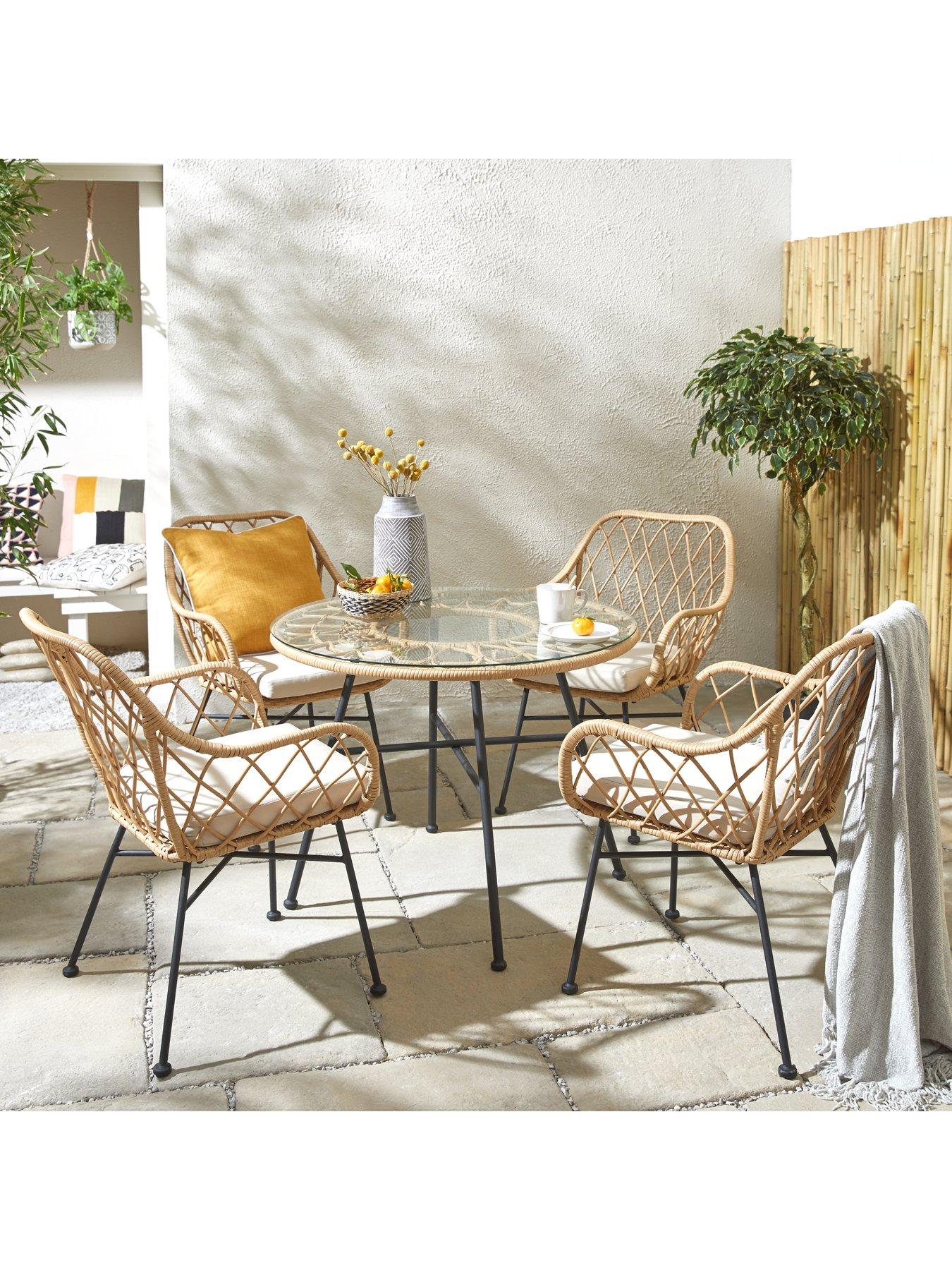 Product photograph of Very Home Madrid Cane Effect 4-seater Dining Set from very.co.uk