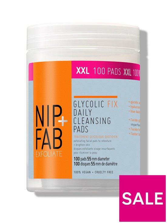 front image of nip-fab-glycolic-fix-daily-cleansing-pads-xxl-100ml