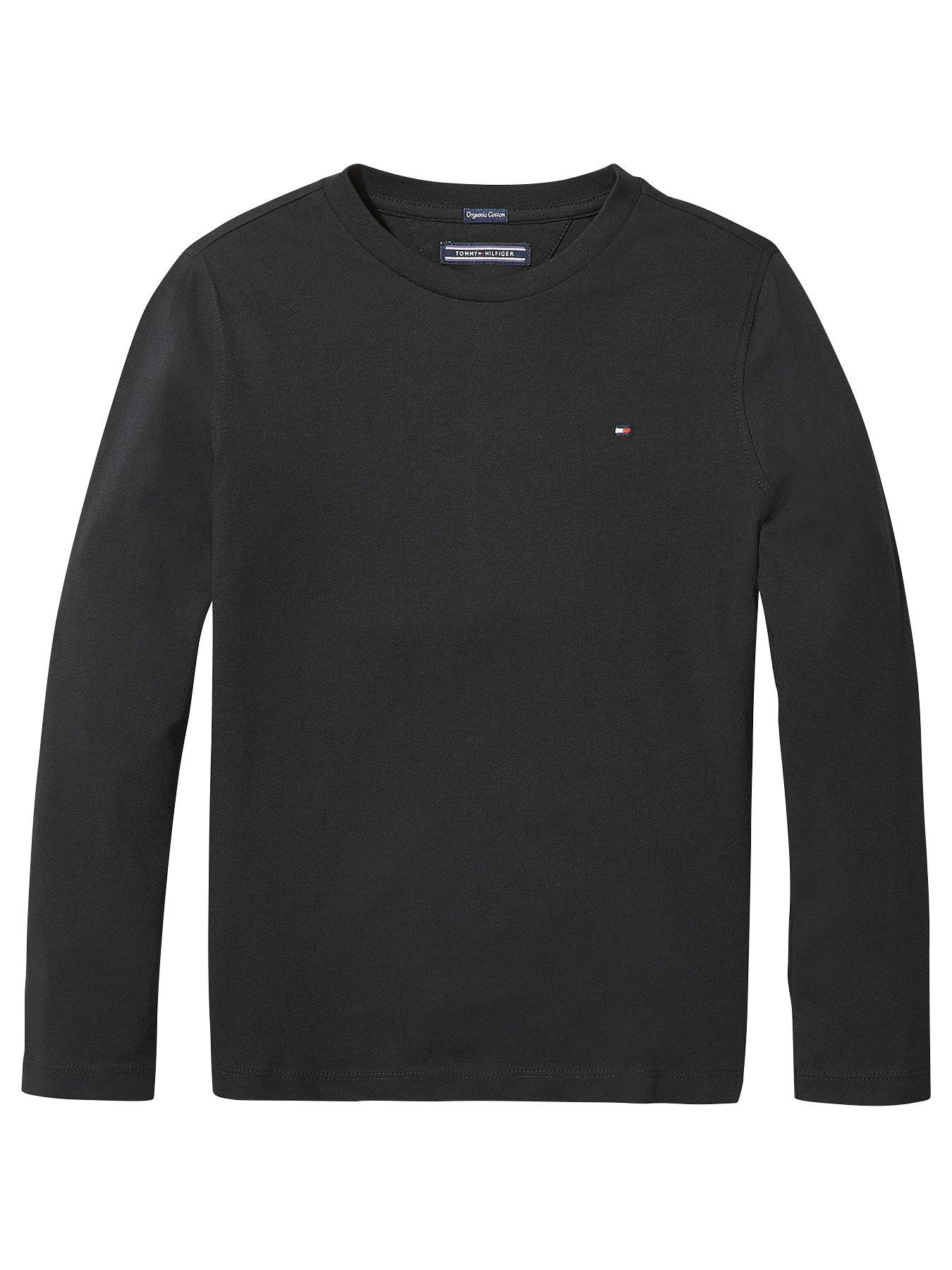 undefined Boys Long Sleeve Essential Flag T-Shirt - Black