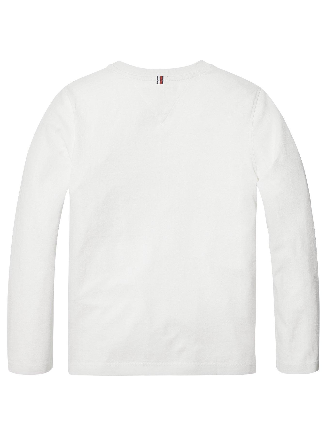 Image 2 of 2 of Tommy Hilfiger Boys Long Sleeve Essential Flag T-Shirt - White