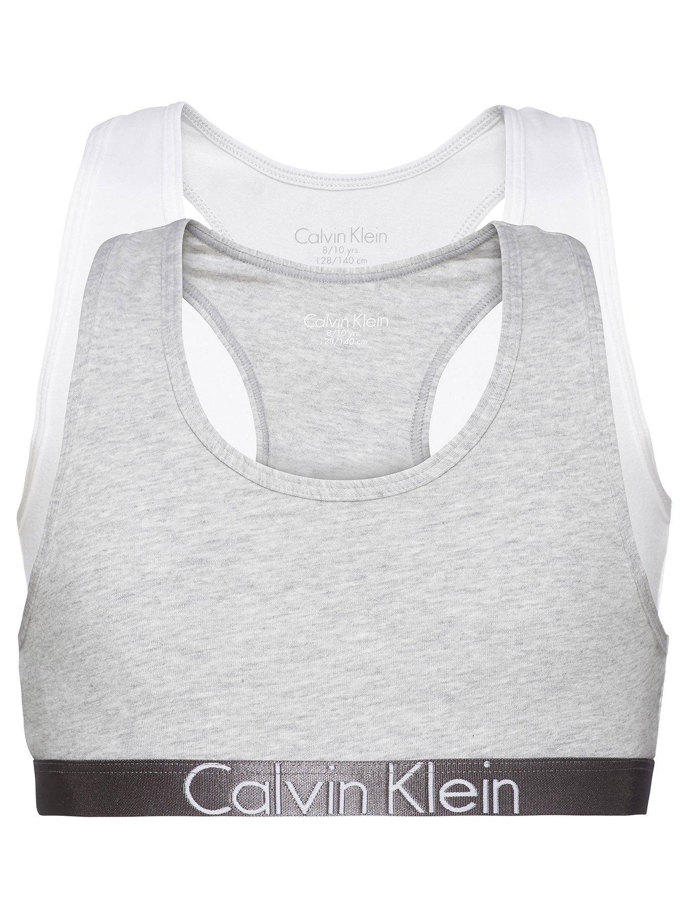 Calvin Klein Girl's 2PK Bralette Support Bra (Pack of 2), Color: Grey (Pink/ Grey Heather 901), Size: 12-14_Years price in UAE,  UAE