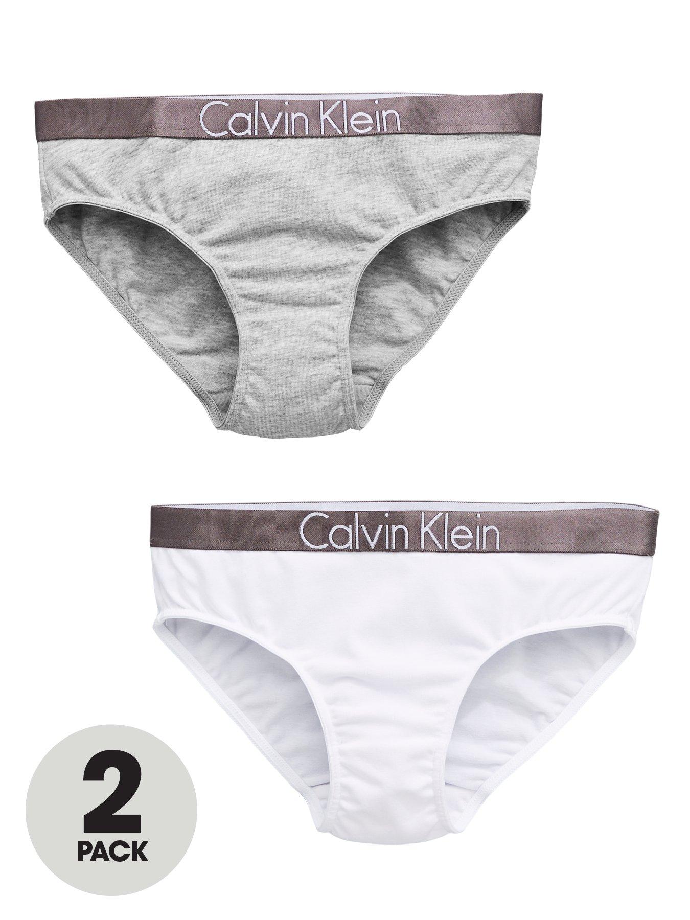 undefined Girls 2 Pack Bikini Brief - White/Grey