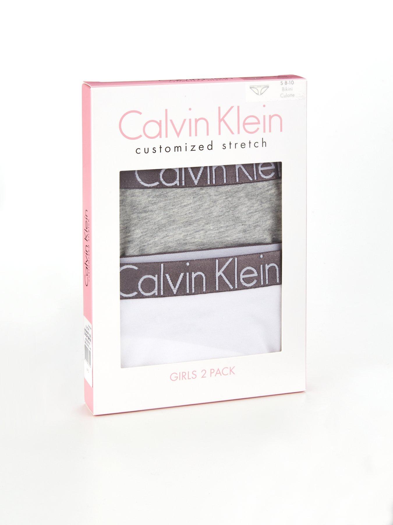 Image 4 of 4 of Calvin Klein Girls 2 Pack Bikini Brief - White/Grey