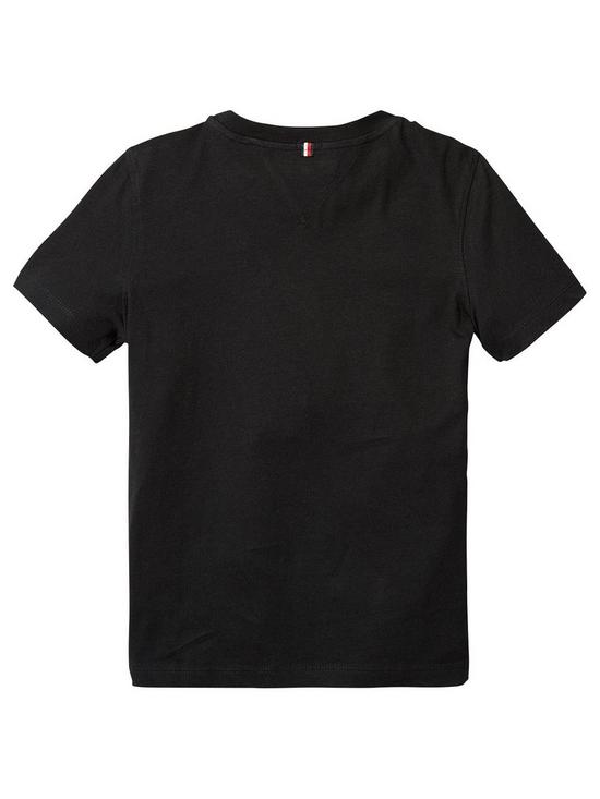 back image of tommy-hilfiger-boys-short-sleeve-essential-flag-t-shirt-black