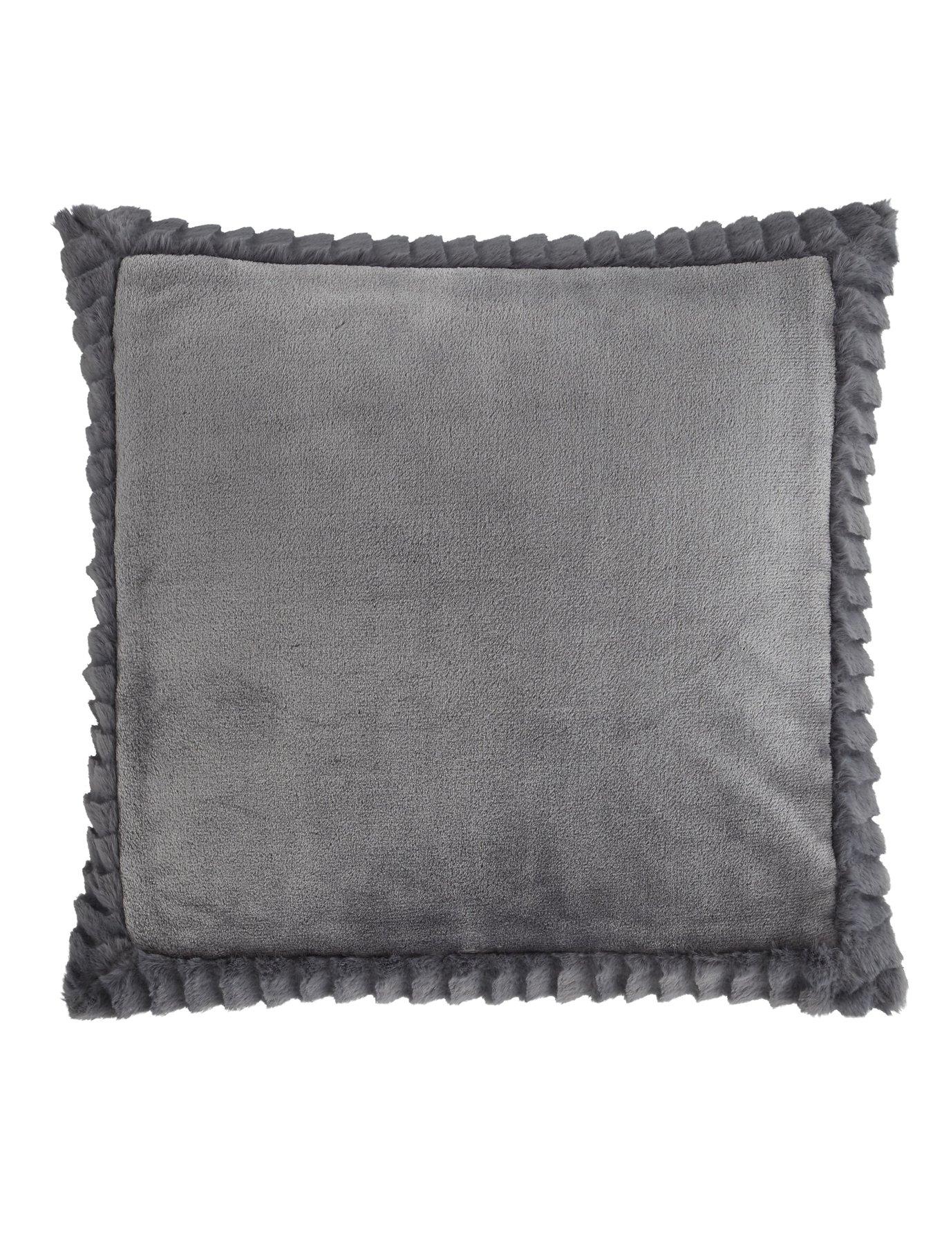 Product photograph of Catherine Lansfield Velvet Amp Faux Fur Cushion from very.co.uk