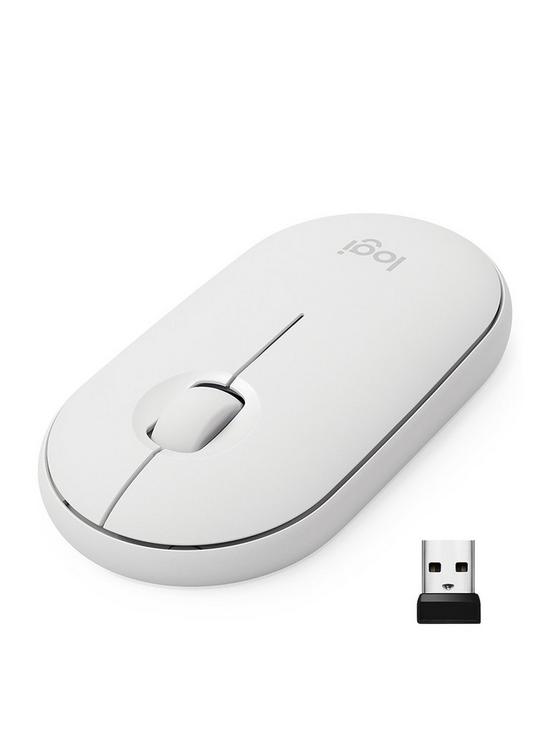 front image of logitech-pebble-m350-wireless-mouse-off-white-24ghzbt-na-emea-closed-box