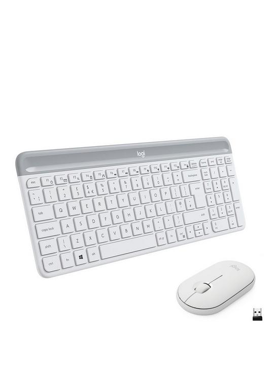 front image of logitech-slim-wireless-keyboard-and-mouse-combo-mk470-offwhite-uk