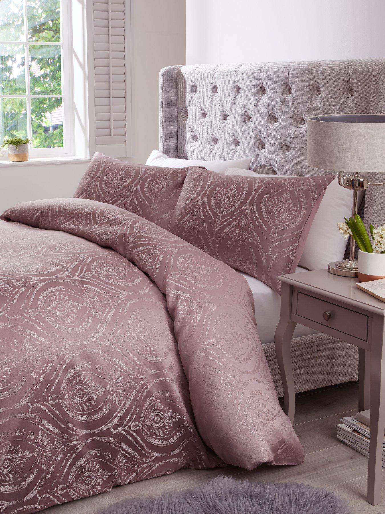 Product photograph of Boston Jacquard Duvet Cover Set - Lilac from very.co.uk