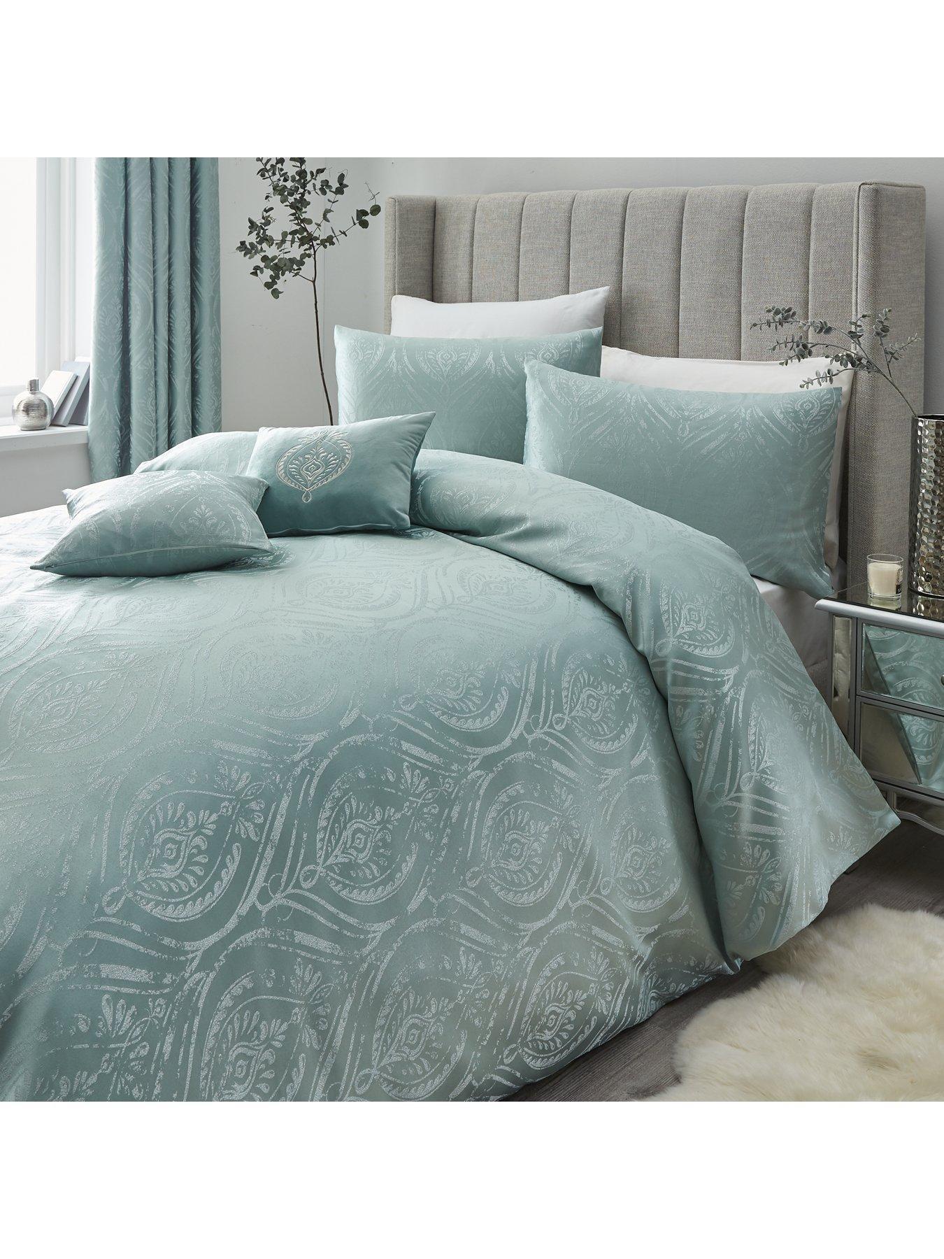 Boston Jacquard Duvet Cover Set Duck Egg Uk 