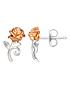  image of disney-beauty-and-the-beast-rose-gold-plated-sterling-silver-rose-stud-earrings