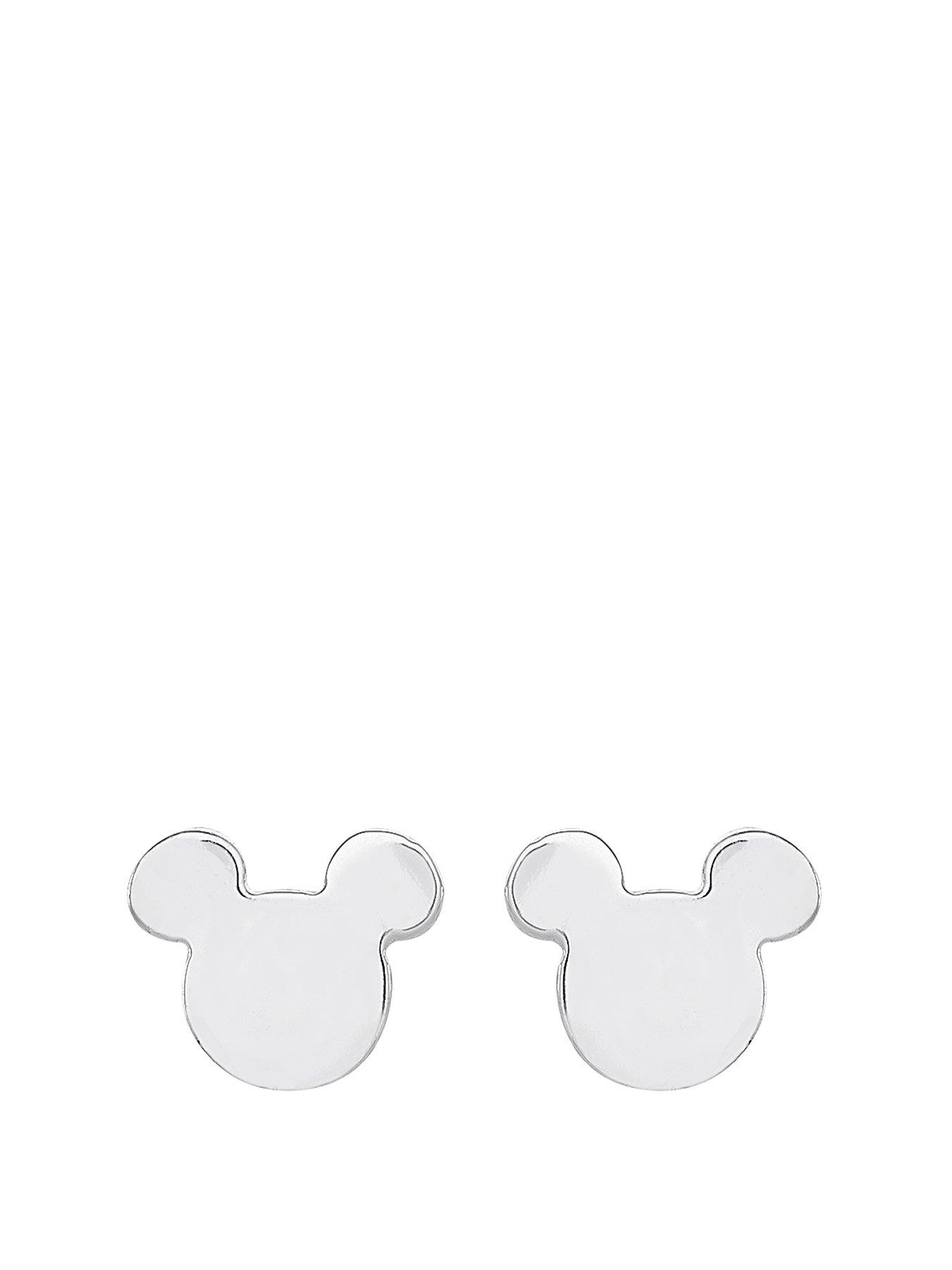 Product photograph of Disney Mickey Mouse Sterling Silver Stud Earrings from very.co.uk