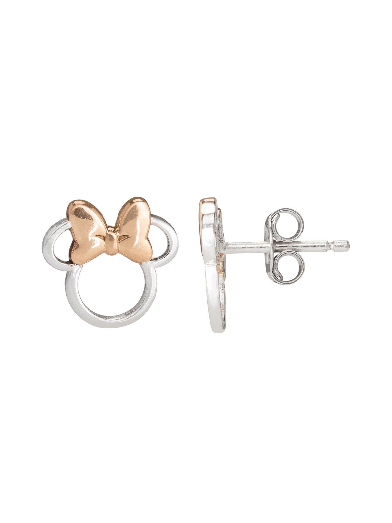 Disney Minnie Mouse Sterling Silver and Rose Gold Bow Stud