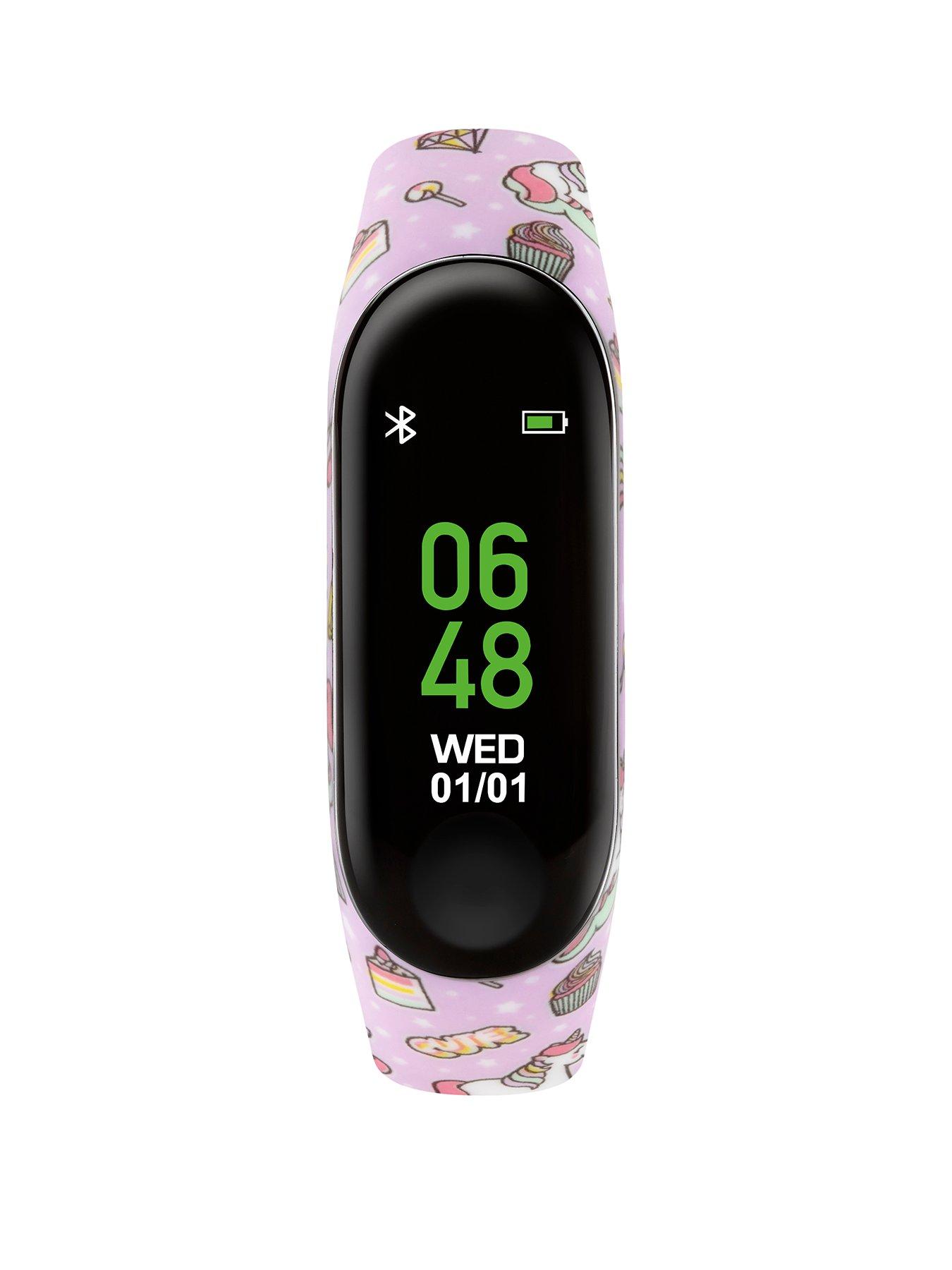 Tikkers Activity Tracker Digital Dial Lilac Unicorn Print Silicone Strap Kids Watch Very