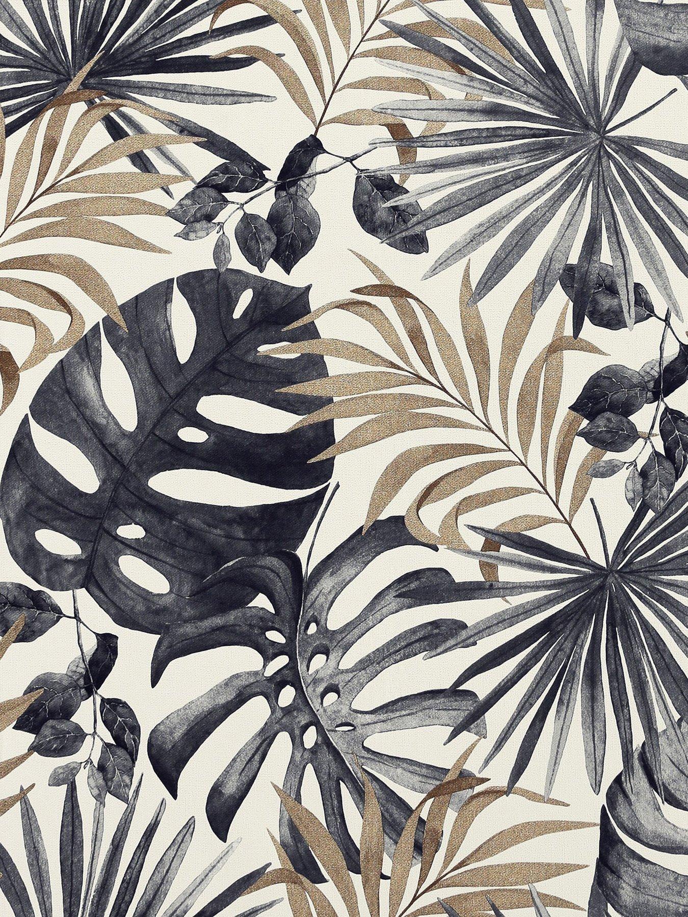 Product photograph of Arthouse Jungle Wall Black Gold Wallpaper from very.co.uk