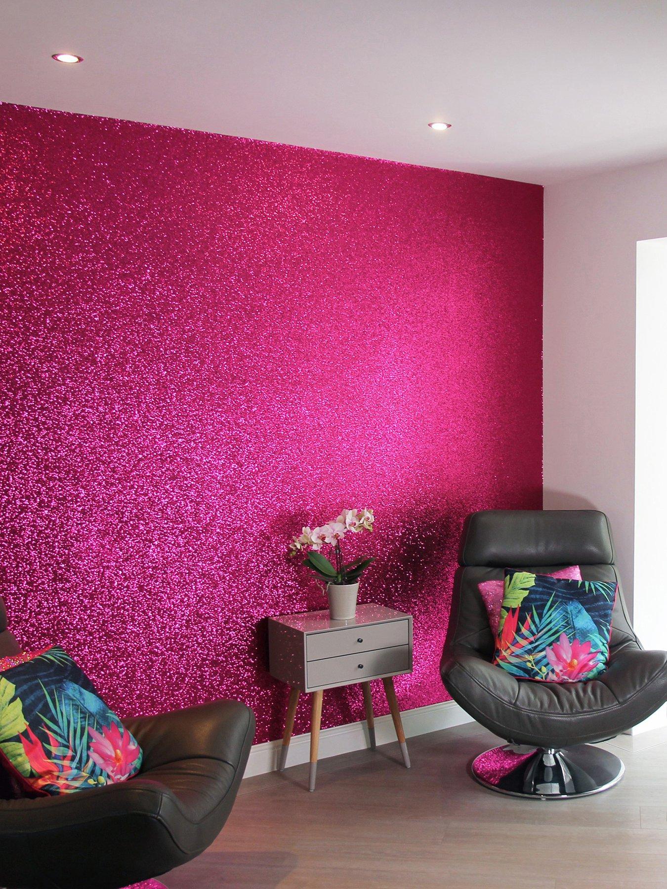 Product photograph of Arthouse Sequin Sparkle Hot Pink Wallpaper from very.co.uk