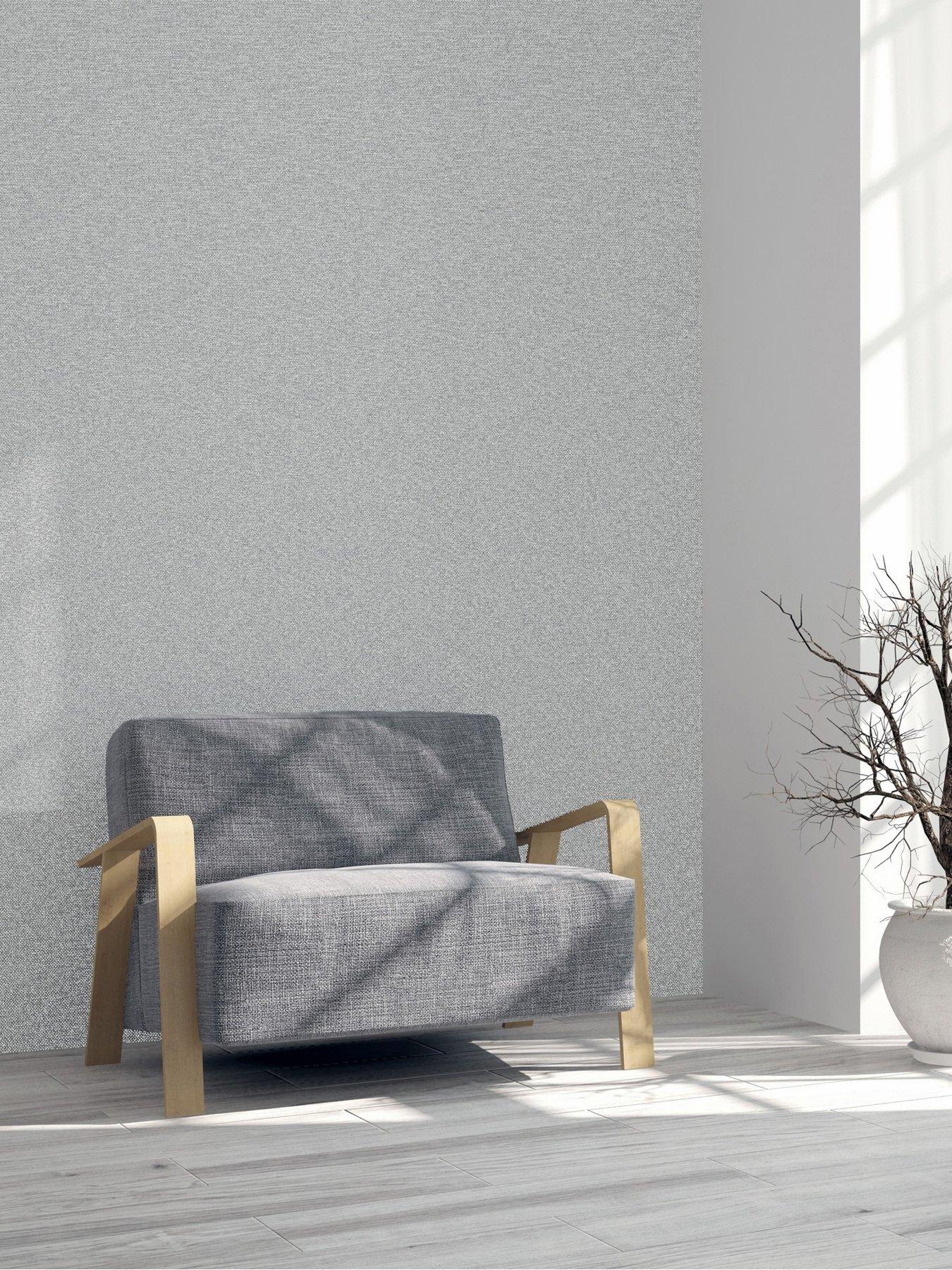Product photograph of Arthouse Calico Plain Grey Wallpaper from very.co.uk