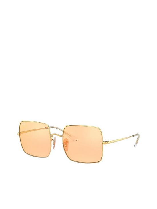 front image of ray-ban-square-sunglasses-shiny-goldnbsp