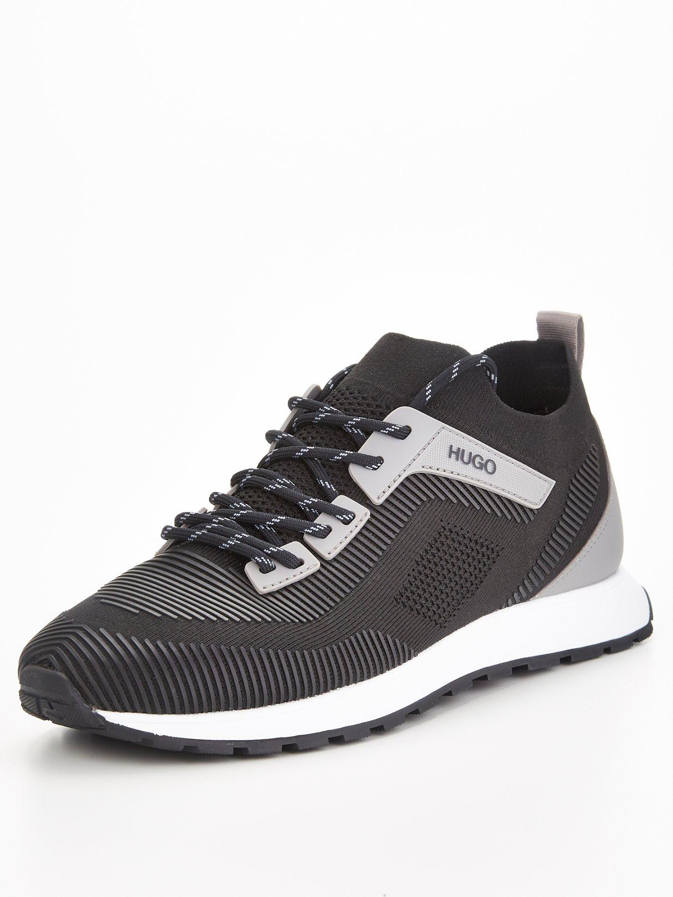 black knit runner trainers