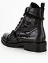  image of allsaints-donita-croc-embossed-leather-biker-boots-black