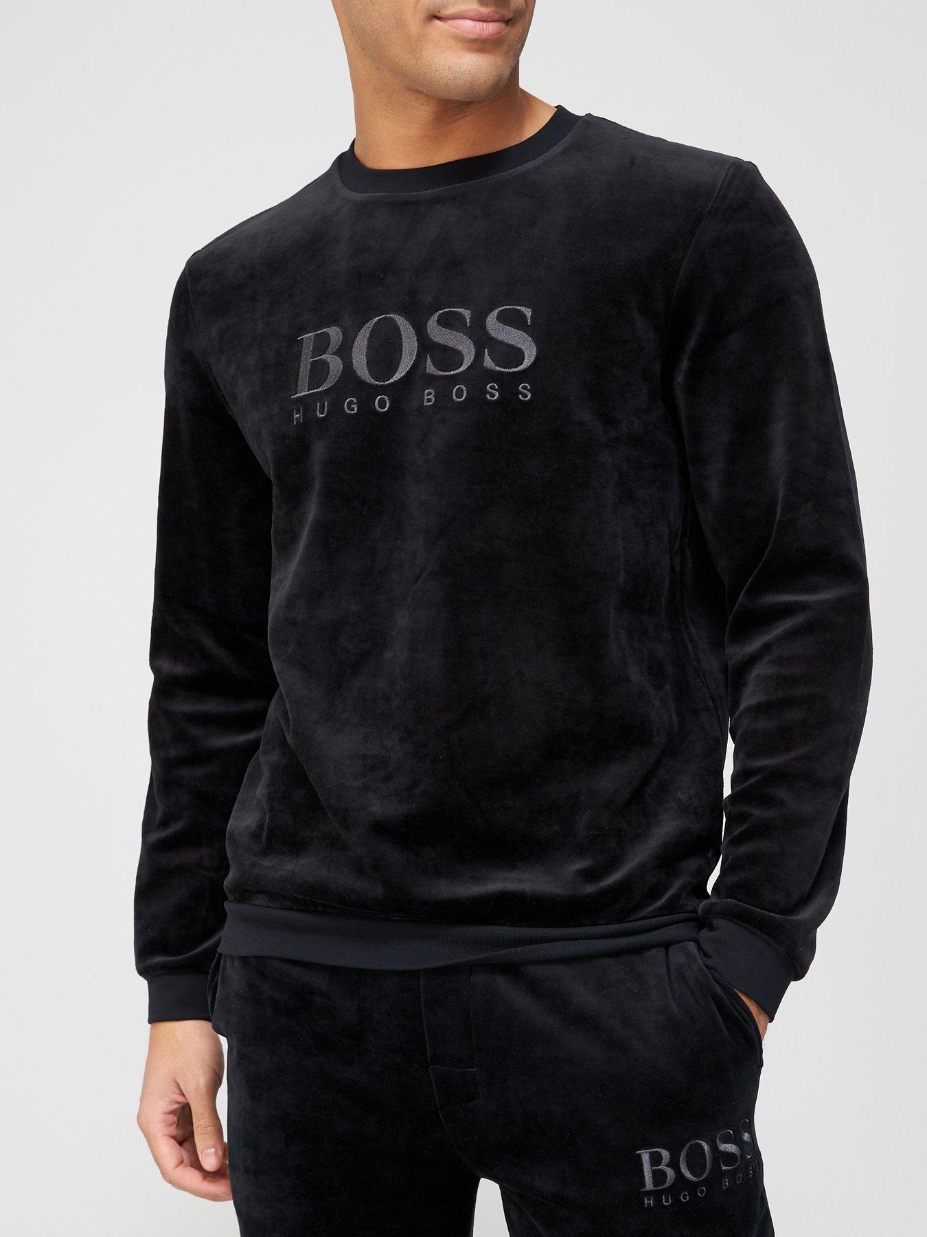 boss bodywear black velour sweatshirt