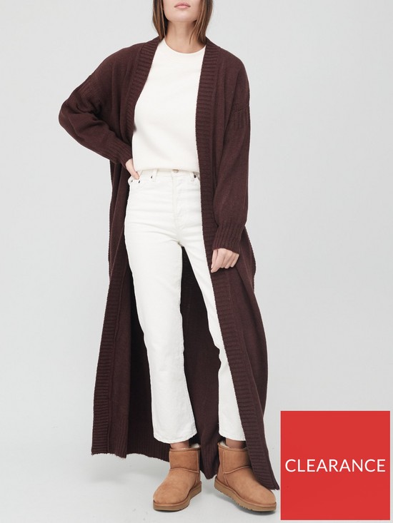 front image of v-by-very-maxi-balloon-sleeve-cardigan-brown