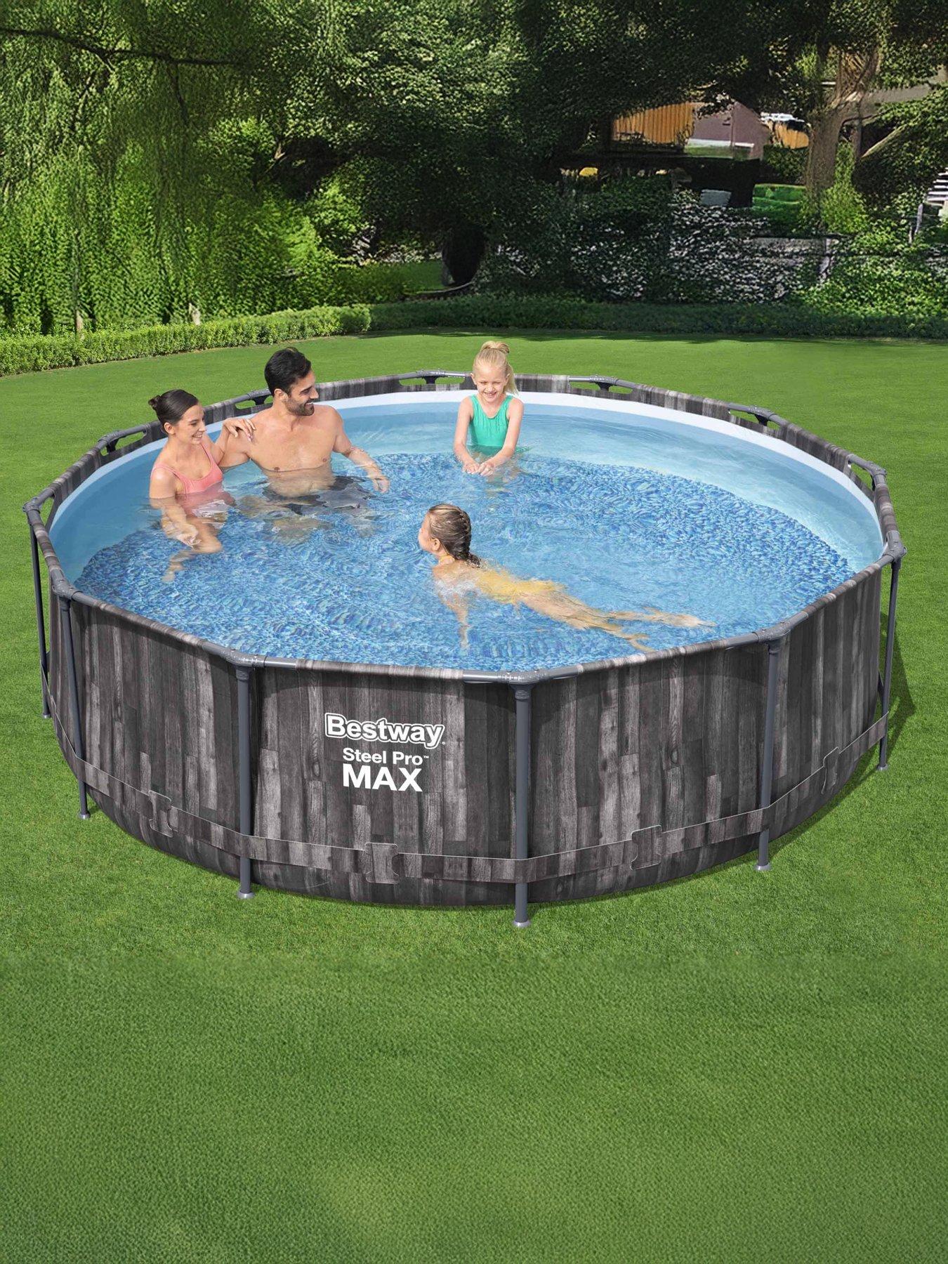 Image 1 of 6 of Bestway 12FT Wood Effect Steel Pro MAX Pool Set