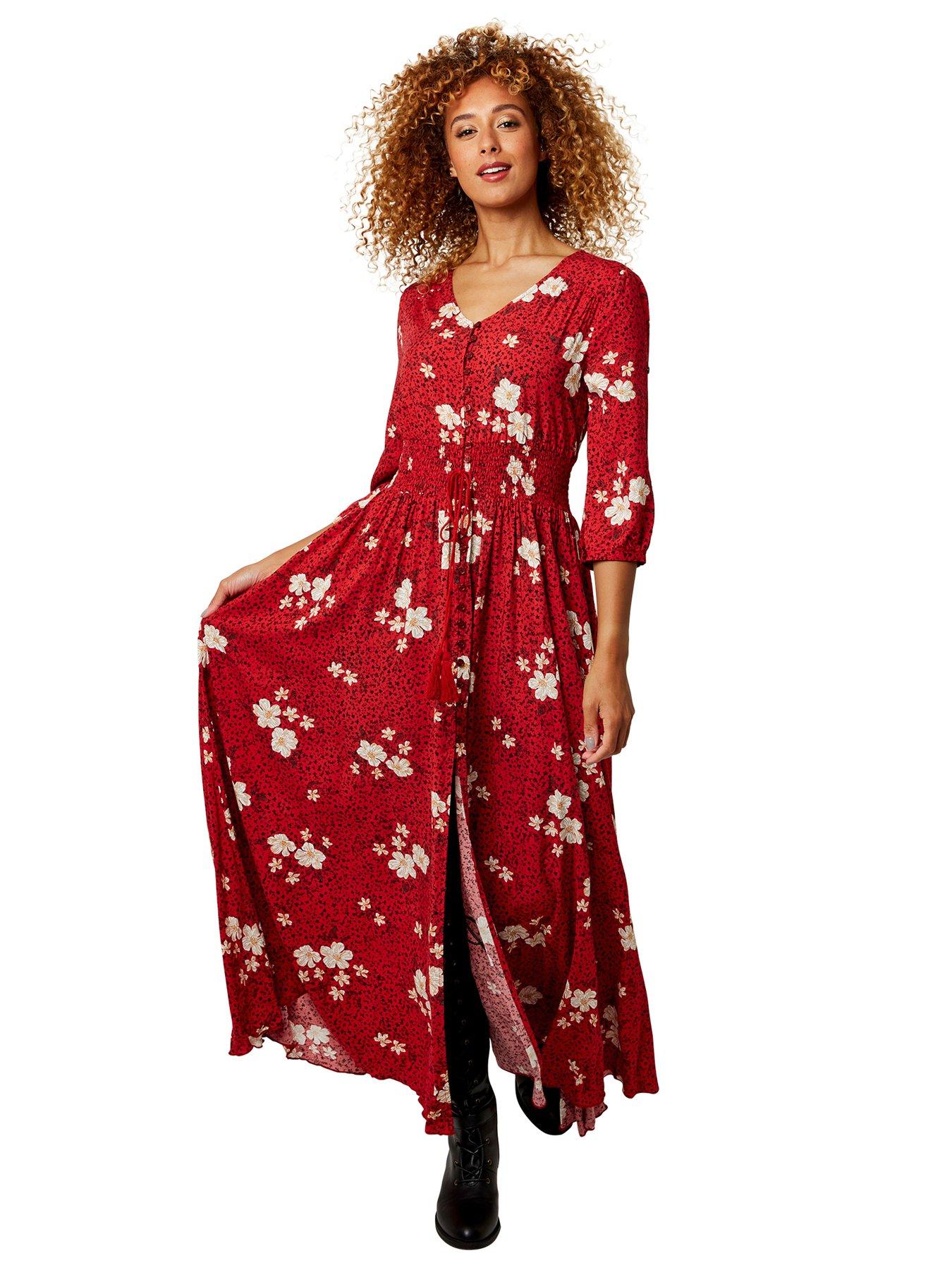 boho dress red