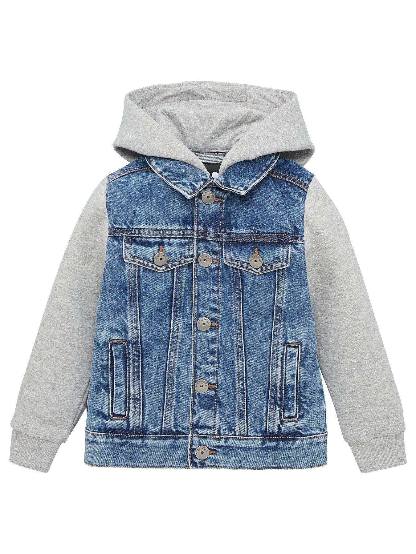 Mini V by Very Boys Jersey Sleeve Denim Jacket - Blue | very.co.uk