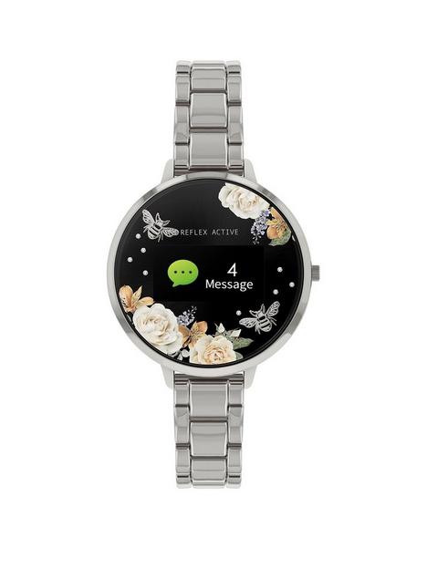 reflex-active-series-3-smart-watch-with-floral-detail-colour-screen-crown-navigation-and-stainless-steel-bracelet-strap