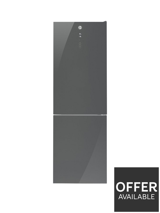 front image of hoover-h-fridge-500-hfdg-6182mann-7030-fridge-freezer-with-total-no-frost--nbspgraphite-glass