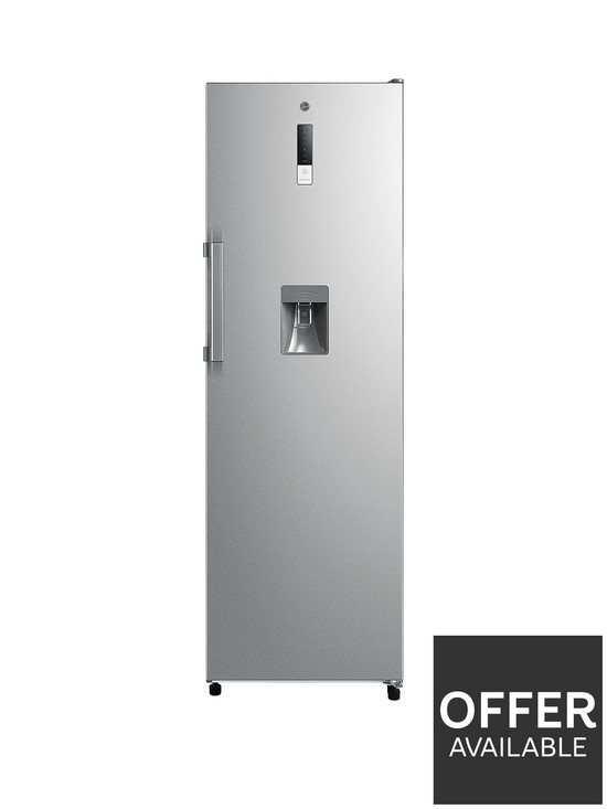 front image of hoover-hls-1862wdkmn-tall-fridge-with-water-dispenser-stainless-steel