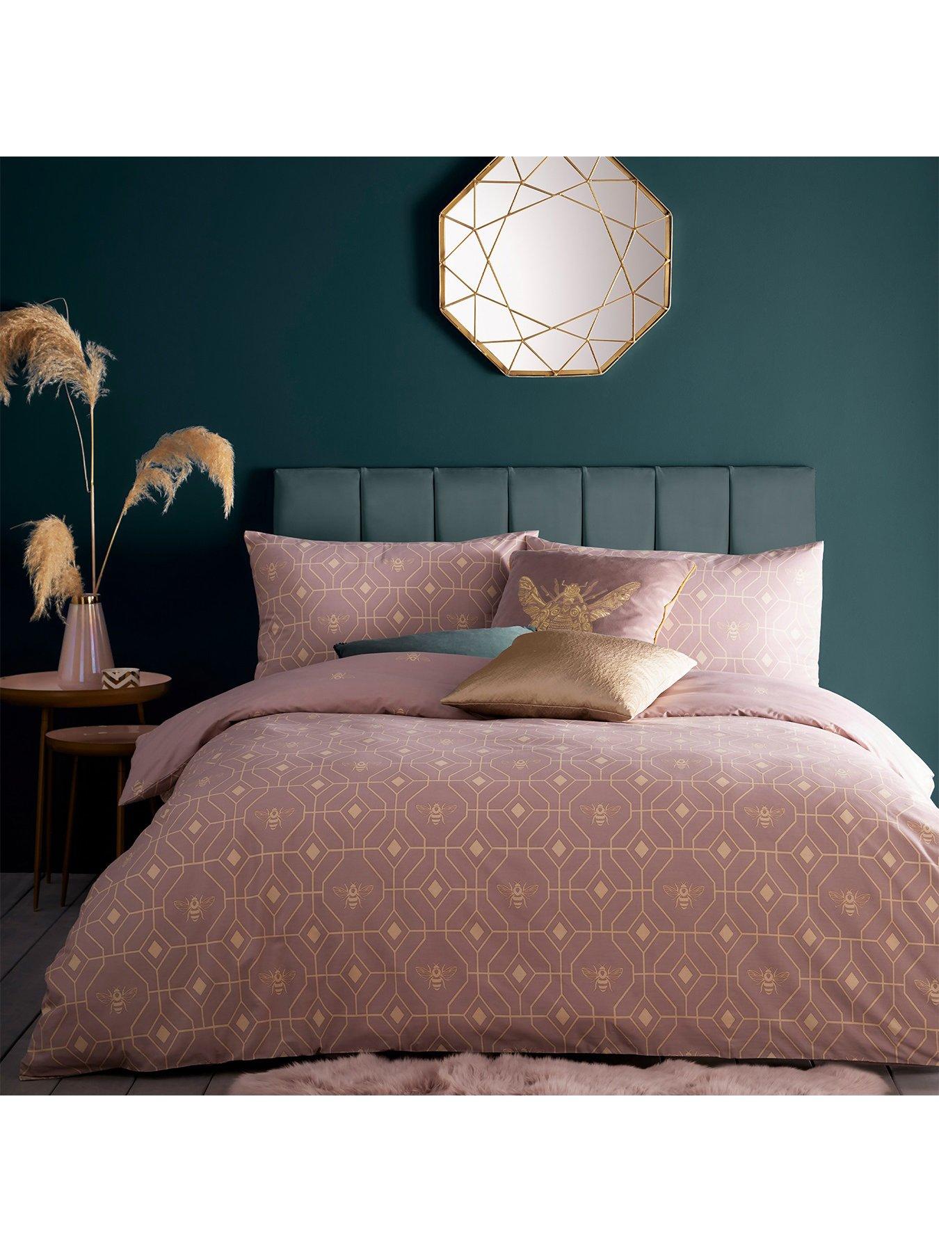 Product photograph of Riva Home Bee Deco Duvet Set Sb - Blush from very.co.uk