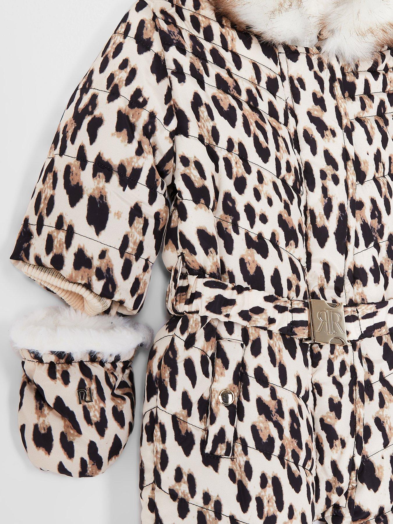 leopard print baby snowsuit