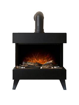 Product photograph of Adam Fires Fireplaces Viera Black Electric Stove And Pipe from very.co.uk