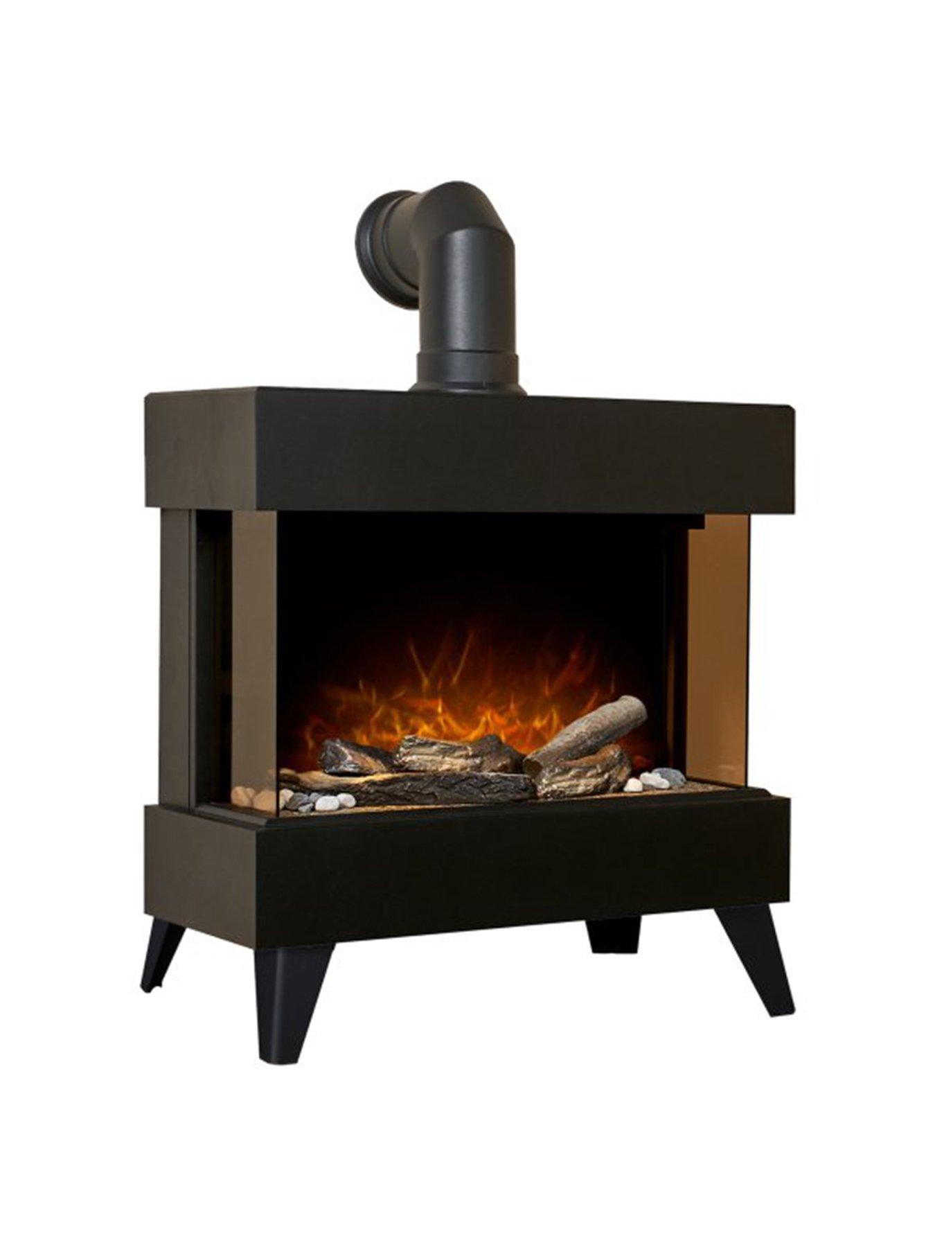 Adam Fires u0026 Fireplaces Viera Black Electric Stove and Pipe | very.co.uk